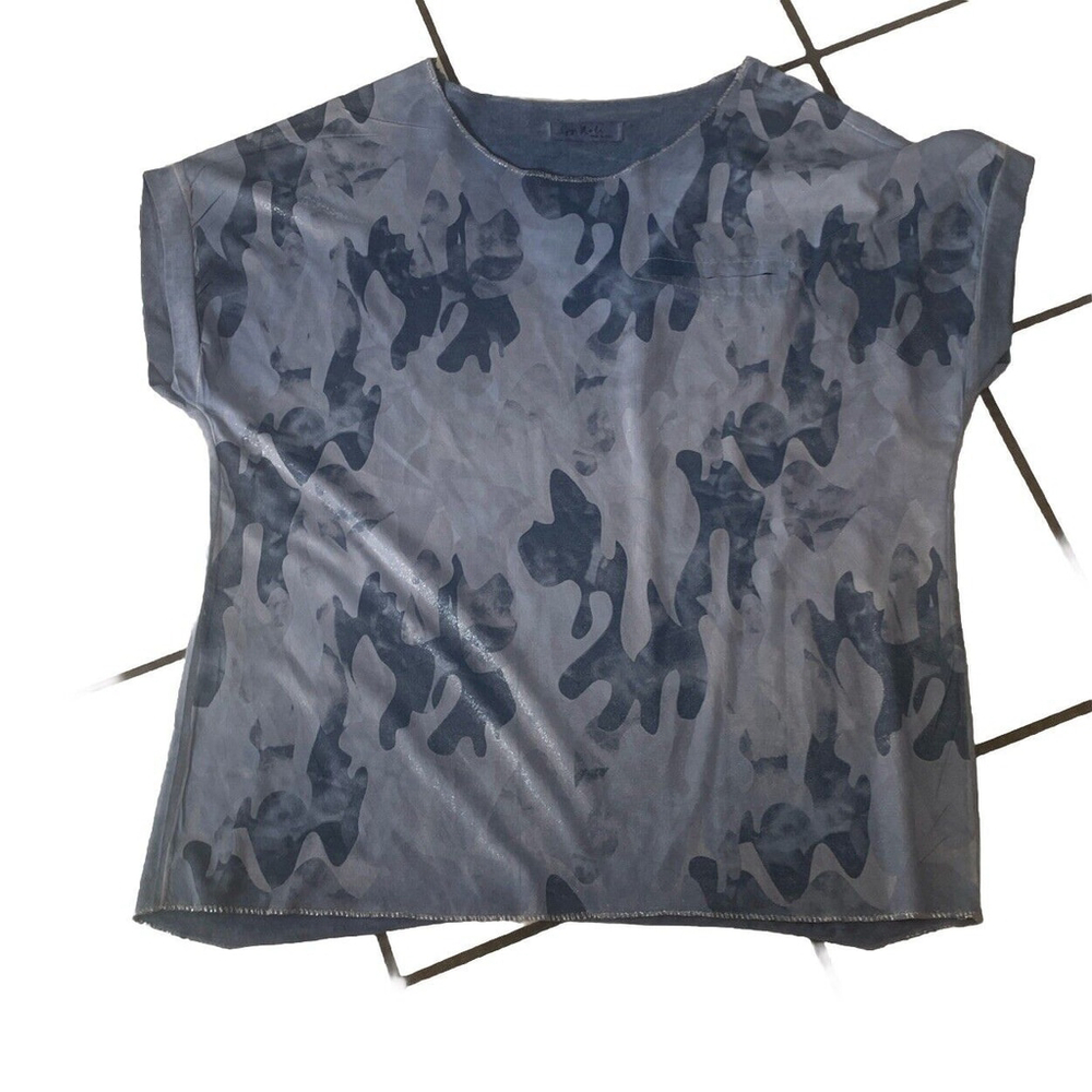 Gigi Moda Blue Silver Shimmer Top Made In Italy One Size